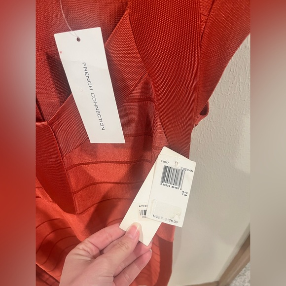 French Connection Miami Spotlight Bandage Dress in Tuscan Copper - Size 12 - Picture 3 of 8